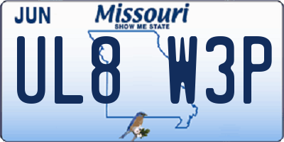 MO license plate UL8W3P
