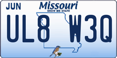 MO license plate UL8W3Q