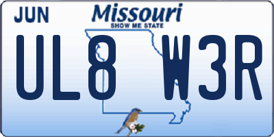 MO license plate UL8W3R