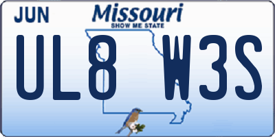 MO license plate UL8W3S