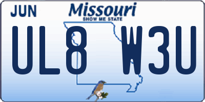 MO license plate UL8W3U
