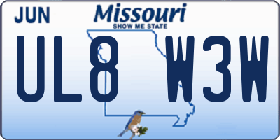 MO license plate UL8W3W