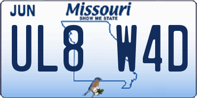 MO license plate UL8W4D