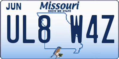 MO license plate UL8W4Z