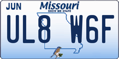 MO license plate UL8W6F