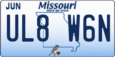 MO license plate UL8W6N