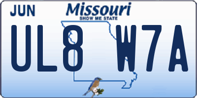 MO license plate UL8W7A