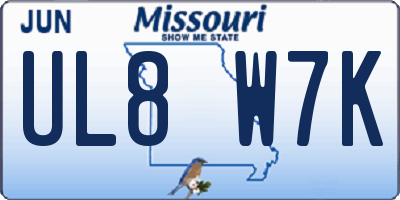 MO license plate UL8W7K