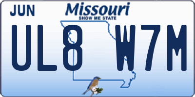 MO license plate UL8W7M
