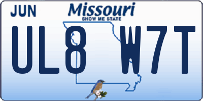 MO license plate UL8W7T