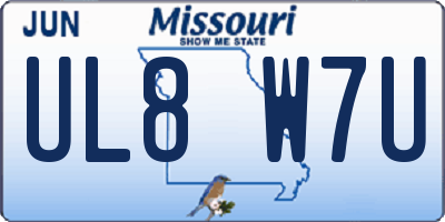 MO license plate UL8W7U