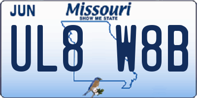 MO license plate UL8W8B