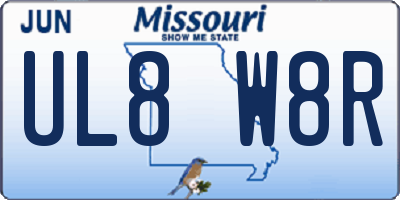 MO license plate UL8W8R