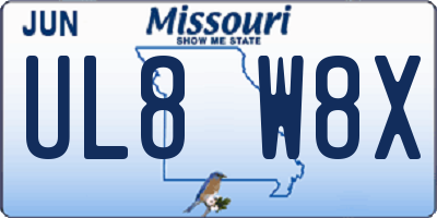 MO license plate UL8W8X