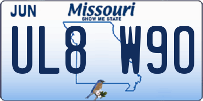 MO license plate UL8W9O