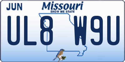 MO license plate UL8W9U
