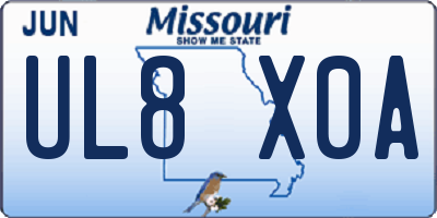 MO license plate UL8X0A