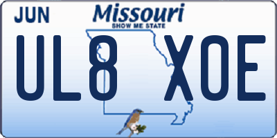 MO license plate UL8X0E