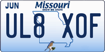 MO license plate UL8X0F