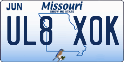 MO license plate UL8X0K