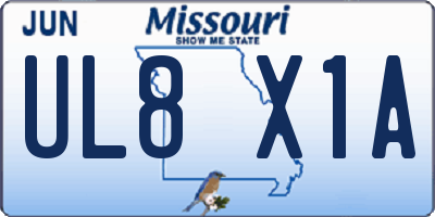 MO license plate UL8X1A