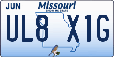 MO license plate UL8X1G