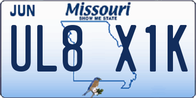 MO license plate UL8X1K