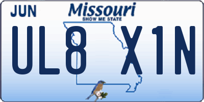MO license plate UL8X1N