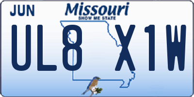 MO license plate UL8X1W
