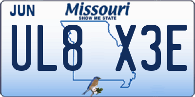 MO license plate UL8X3E