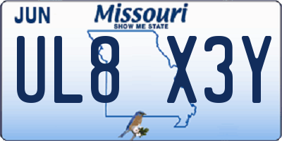 MO license plate UL8X3Y