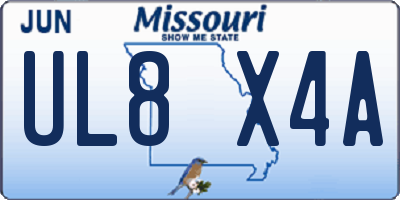 MO license plate UL8X4A