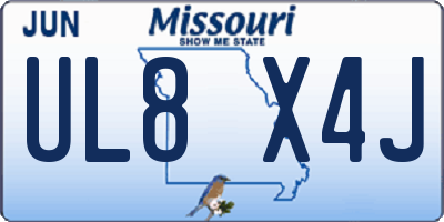 MO license plate UL8X4J