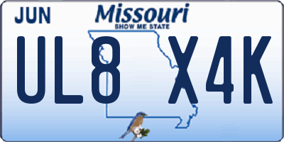 MO license plate UL8X4K