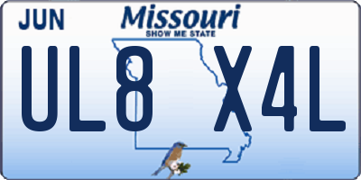 MO license plate UL8X4L
