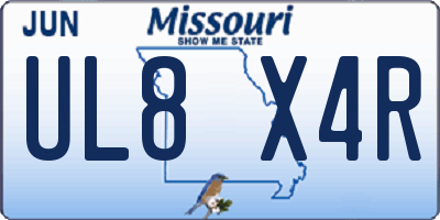 MO license plate UL8X4R