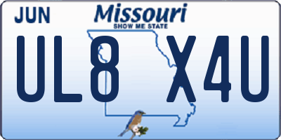 MO license plate UL8X4U