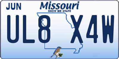 MO license plate UL8X4W
