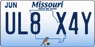 MO license plate UL8X4Y