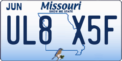 MO license plate UL8X5F