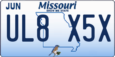 MO license plate UL8X5X