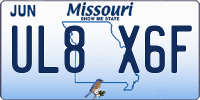 MO license plate UL8X6F