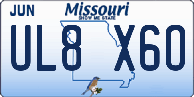 MO license plate UL8X6O