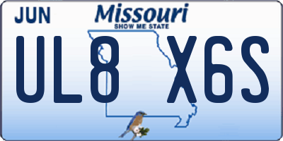 MO license plate UL8X6S