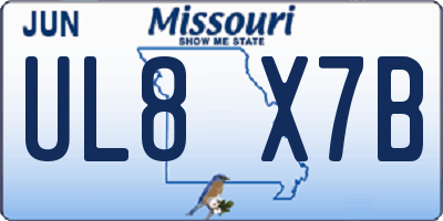 MO license plate UL8X7B