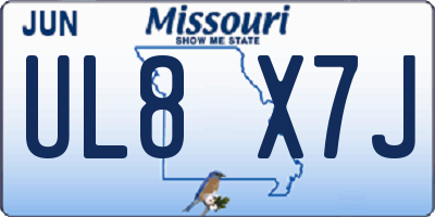 MO license plate UL8X7J