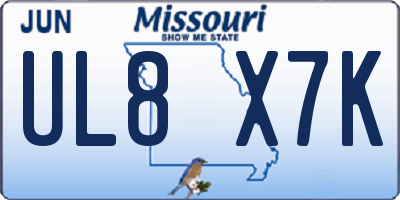 MO license plate UL8X7K