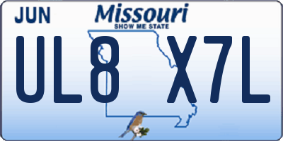 MO license plate UL8X7L