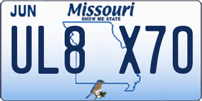 MO license plate UL8X7O