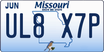 MO license plate UL8X7P